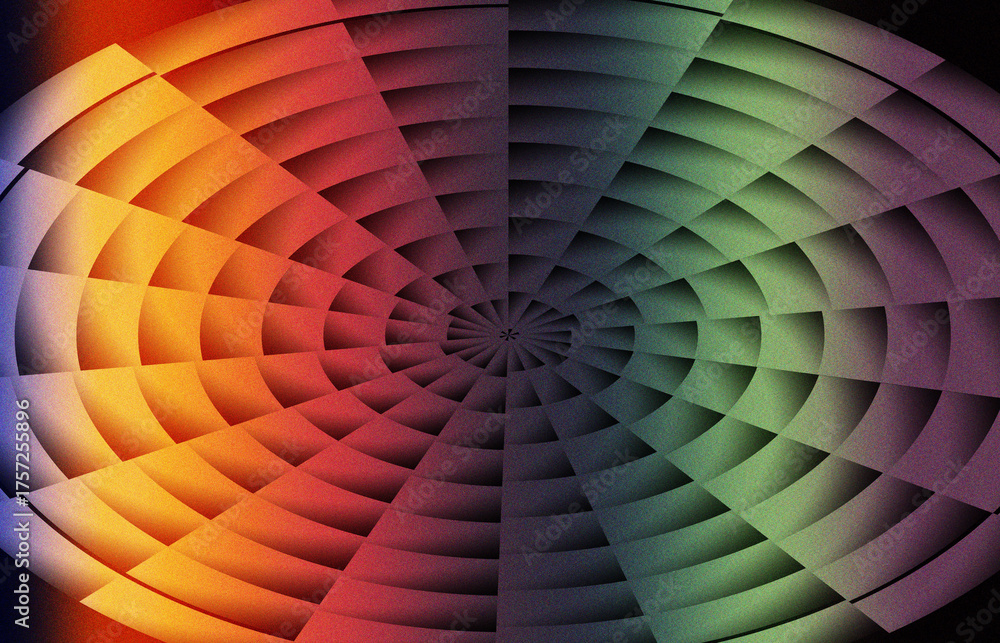 Fototapeta premium Abstract geometric spiral with vibrant color gradients creating a mesmerizing optical illusion and a sense of depth and movement in a modern design