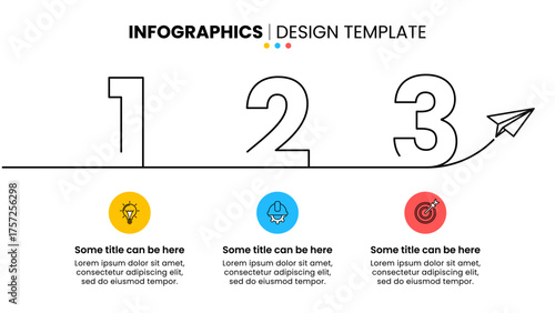 Infographic template. Line with numbers and 3 steps