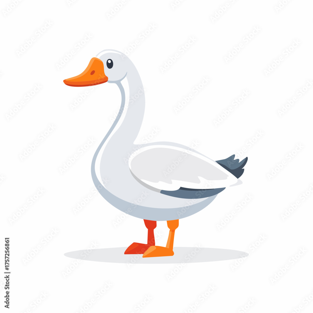 Obraz premium Isolated Goose Icon: A clean and crisp illustration captures a serene moment of a single goose, with a pure and minimalist presentation.