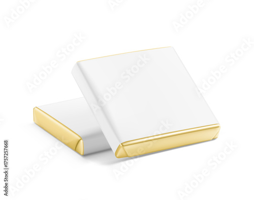 Branded chocolate squares, Neapolitan mockup for promoting business, special occasions. Vector illustration isolated on white background. Easy to use for presentation your logo, design. EPS10.