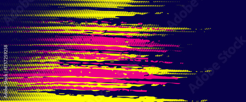 Bold Sport Background with Neon Pink, Blue and Yellow Colors Brush Strokes in a Graffiti Style. Vibrant Sporty Abstract Background with Grunge Texture Design Elements