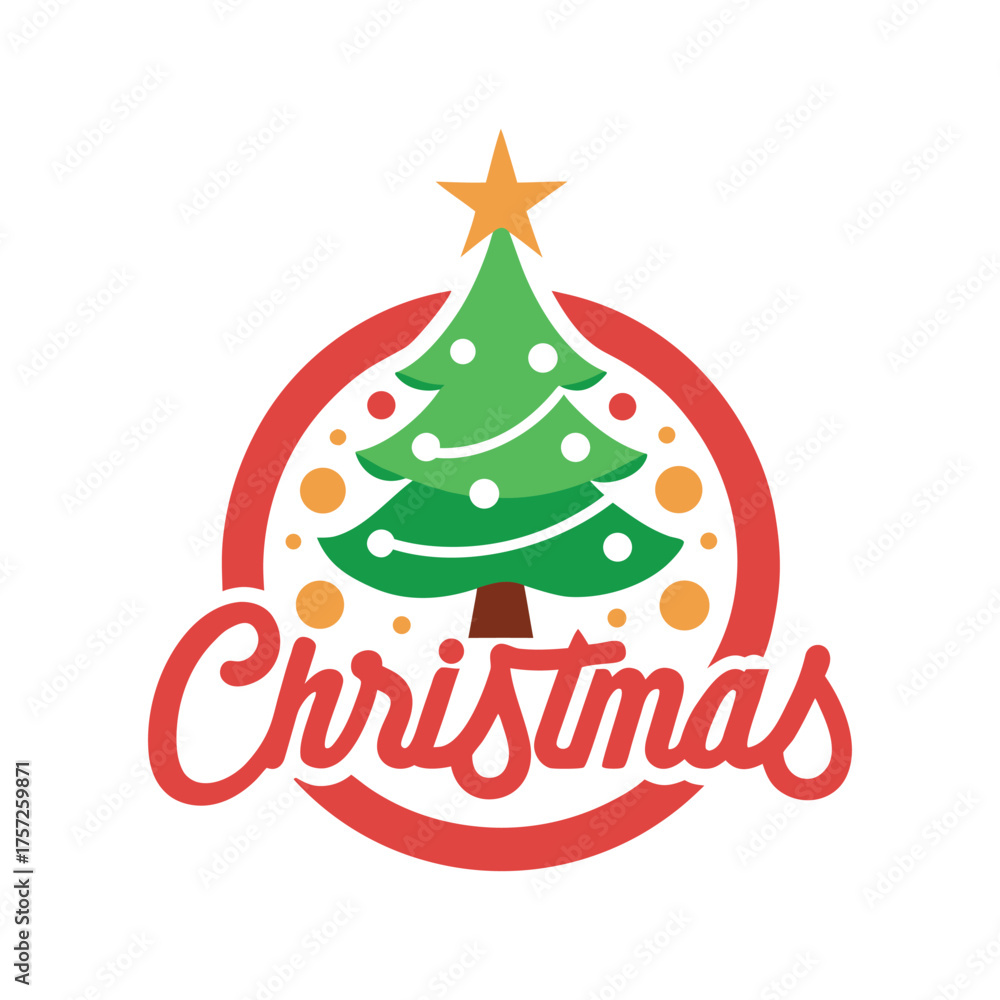 Naklejka premium Modern Christmas Tree Logo Design for Holiday Branding and Festive Decoration