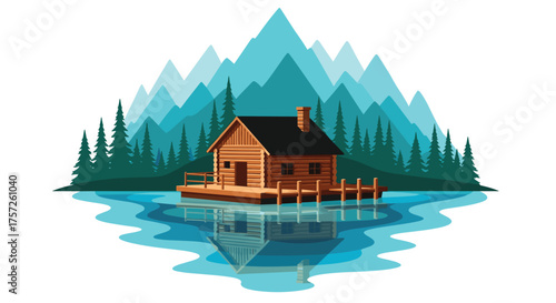A charming log cabin retreat, surrounded by majestic mountains and tranquil lake waters, perfect for relaxation and nature lovers