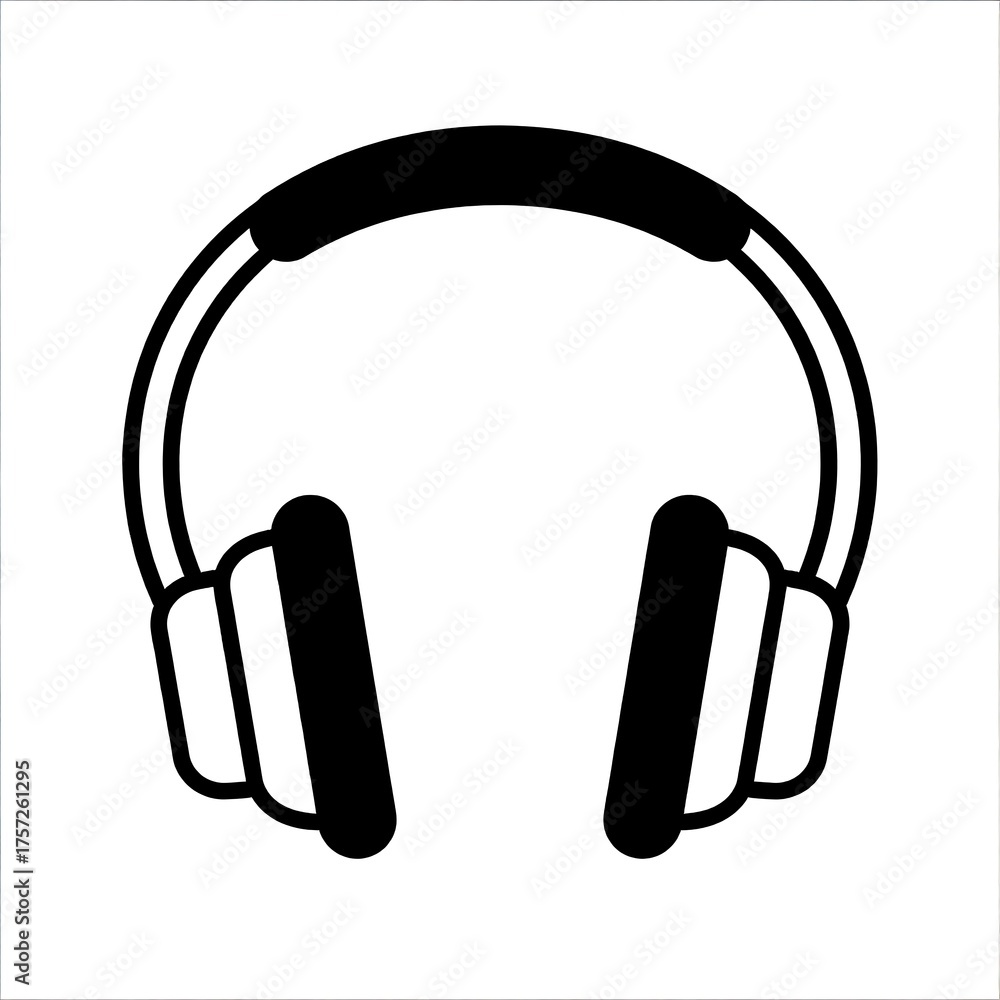 Fototapeta premium Black and white minimalist illustration of over-ear headphones