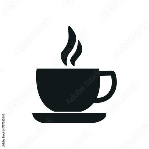 Simple silhouette of a steaming coffee cup
