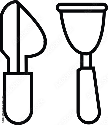 Vegetable Peeler Line Art: Kitchen Tool Icon, Food Prep Utensil, Black and White Illustration, Cooking Equipment Graphic, Minimalist Design