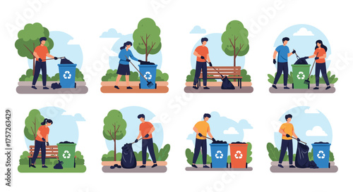 Community cleanup volunteers working together to protect the environment and keep parks clean and beautiful for everyone to enjoy