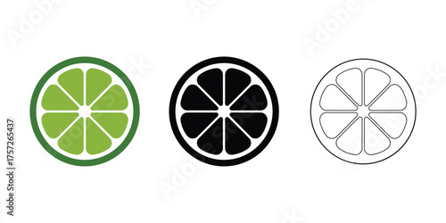 Vector lime slice isolated on white background