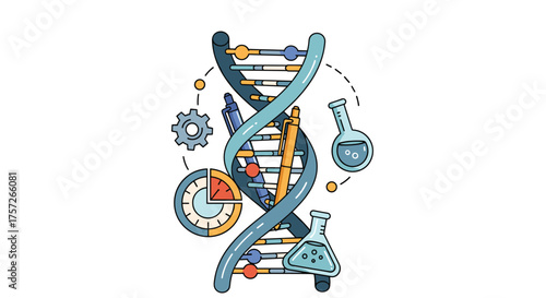 The vibrant world of DNA research with this compelling illustration, perfect for educational materials and innovative marketing campaigns