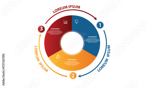 Collection of vector circle chart infographic templates for presentations, advertising, layouts, annual reports. 3 options, steps, parts	

