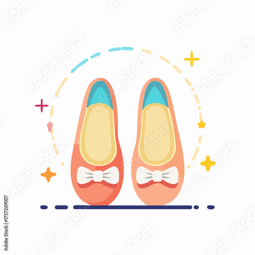 Ballet flats illustration featuring a simple and decorative design aesthetic