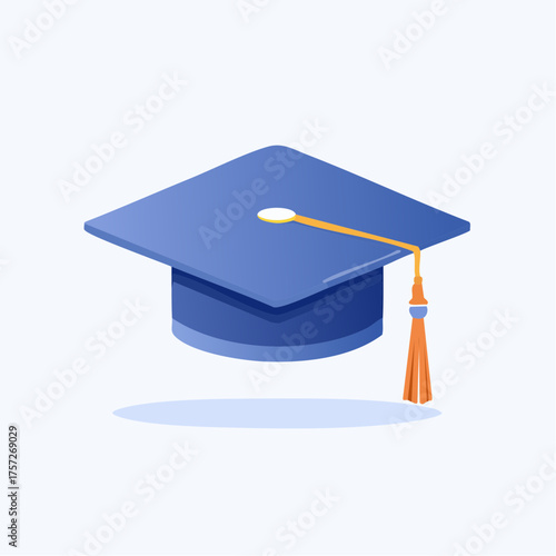 Blue graduation cap illustration for academic achievement and educational success