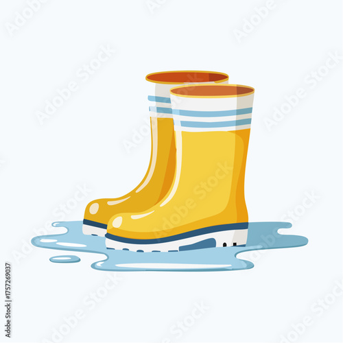 Bright Yellow Rubber Boots for Rainy Days: A Cheerful and Practical Weather Gear