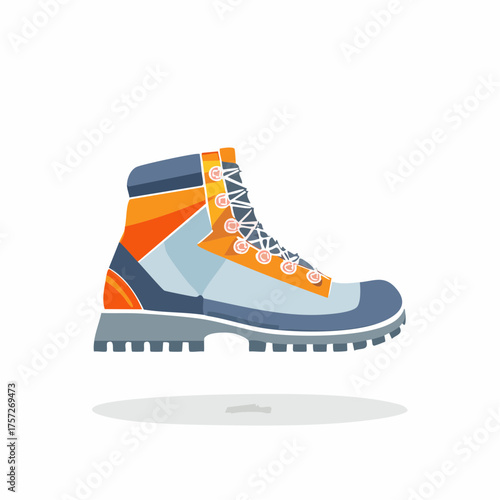 Colorful vector illustration of a modern hiking boot suitable for outdoors adventures