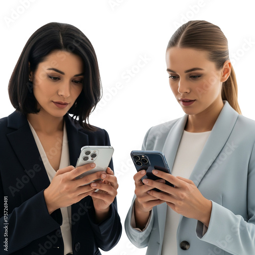 two businesswomen with mobile phones