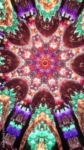 Ornamental mandala sequence with prismatic kaleidoscope transitions guiding attention into a calm inner focus, luxury ornamental aesthetic for spiritual visuals, stage backdrops, and design