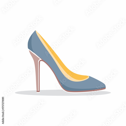 Elegant single blue high heel shoe vector illustration for fashion design
