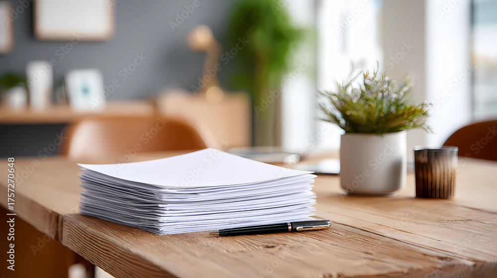 Fototapeta premium Homework Assignment Papers on Table