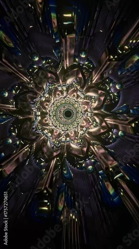 Hypnotic mandala animation with symbolic geometry aligning energy, breath, and visual storytelling in motion, expressive VJ-ready loop for music video atmospheres and experiential stages