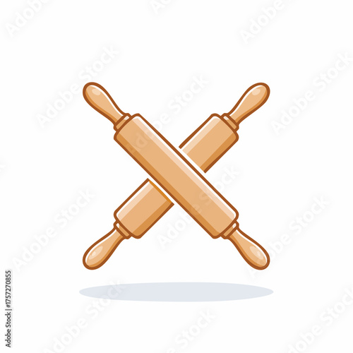 Rolling Pins Crossed Illustration for Bakery or Culinary Design Projects