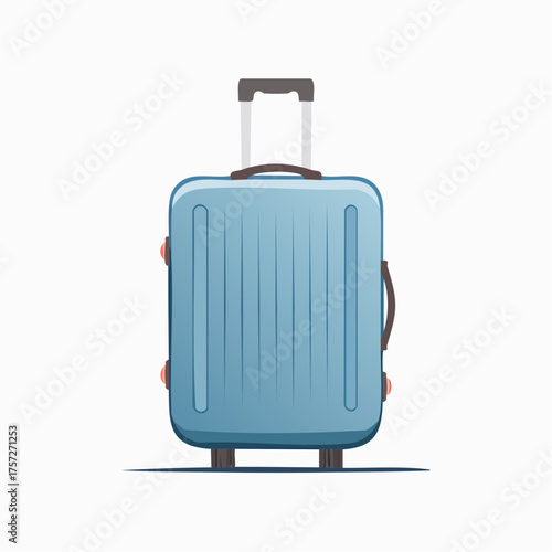 Stylish blue suitcase illustration representing travel vacation and tourism theme