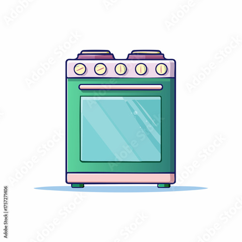 Stylish kitchen appliance drawing, cartoon-style oven illustration for culinary themed design