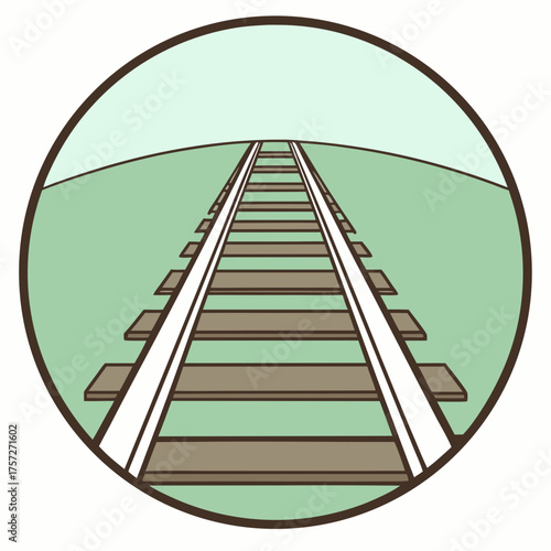 Simple illustration of a railroad track receding into the distance