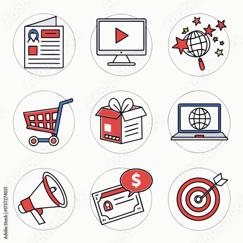 Modern flat design vector icons set for social media marketing and business growth