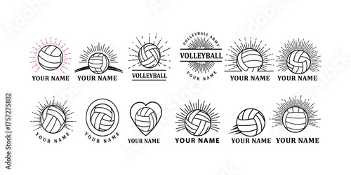 sports,emblems,balls flat line icon vector set of various round sport balls with different borders for team emblems
