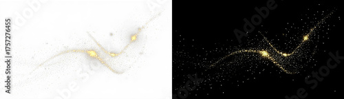 Golden light effect sparkle background PNG overlay seamless design with transparent glitter elements