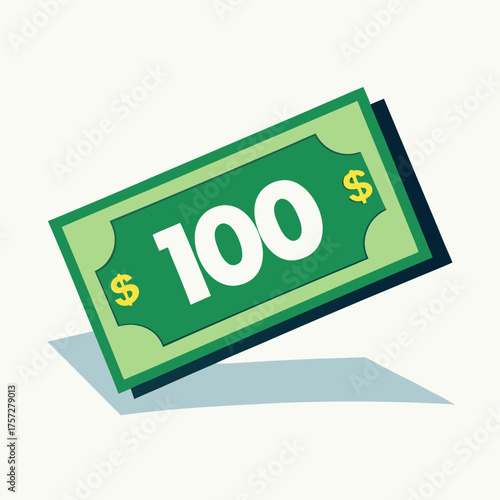 Floating hundred dollar bill vector illustration money currency finance wealth concept scalable graphic