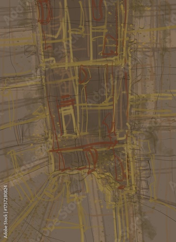 Abstract image for printing. Picture for modern interiors. The picture is painted by hand on a tablet.