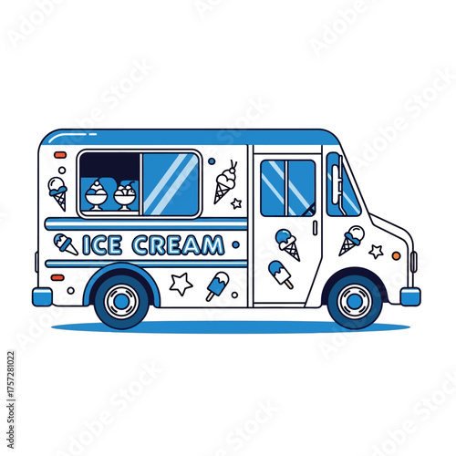 Ice Cream Truck Illustration - A Delightful Summer Treat.