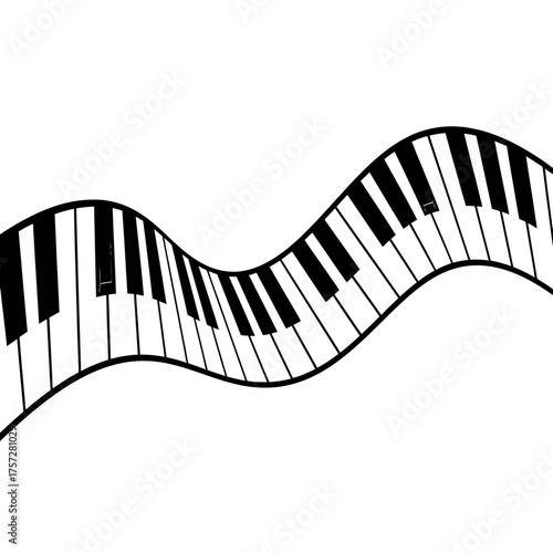 Piano keyboard wave design musical instrument black and white.