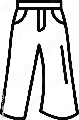 Simple line drawing of loose fit casual pants outline fashion apparel icon