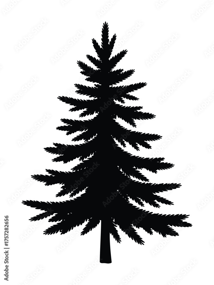 Obraz premium Pine Tree Silhouette Vector for Nature and Forest