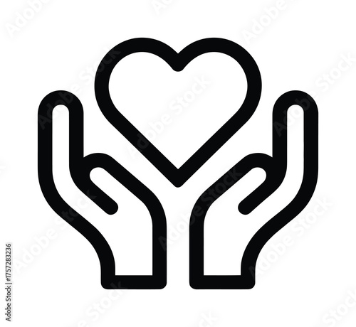 Hands Holding Heart Icon Vector for Charity and Care