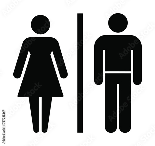 Male and Female Restroom Symbol Vector for Public Signage