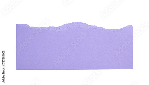 Torn lavender paper fragment with texture, perfect for creating personalized messages on transparent background