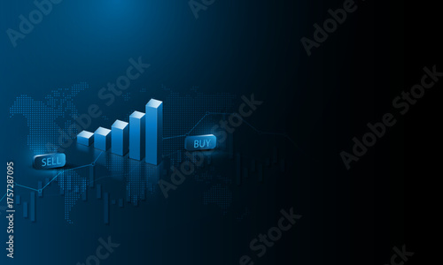 Analysis graph of the increase in the percentage of sales in the stock market all over the world.