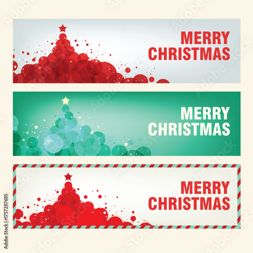 Merry Christmas and Happy New Year banners set

