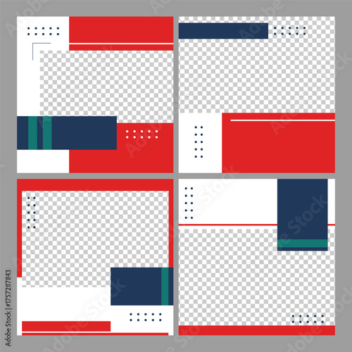 Set of Editable minimal square template for social media post. Vector illustration
