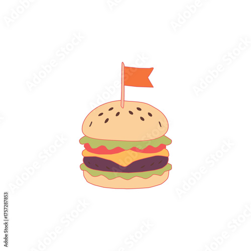 doodle burger pattern background. doodle fast food burger seamless pattern background. seamless pattern of hamburger in doodle style. Seamless Pattern of a Cheese Burger or Hamburger. 