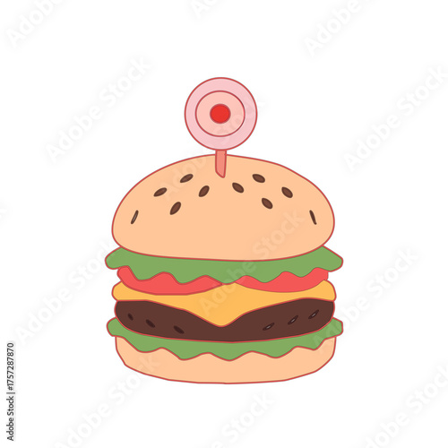 doodle burger pattern background. doodle fast food burger seamless pattern background. seamless pattern of hamburger in doodle style. Seamless Pattern of a Cheese Burger or Hamburger. 