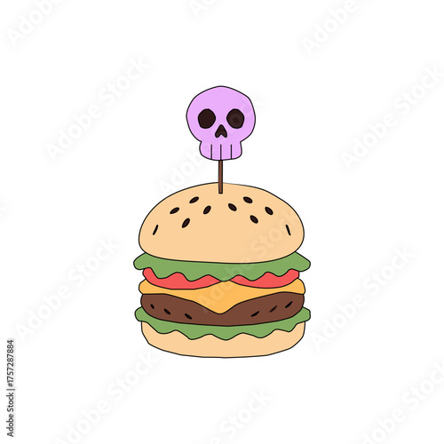doodle burger pattern background. doodle fast food burger seamless pattern background. seamless pattern of hamburger in doodle style. Seamless Pattern of a Cheese Burger or Hamburger. 