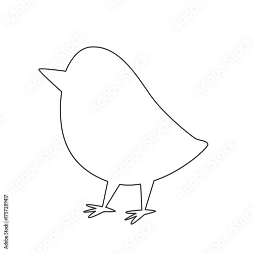 Playful black bird outline vector in flat and simple style. Cute minimalist illustration ideal for children’s designs and nature graphics.