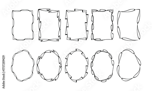 Decorative frame outline, Elegant border set, Modern sketch design