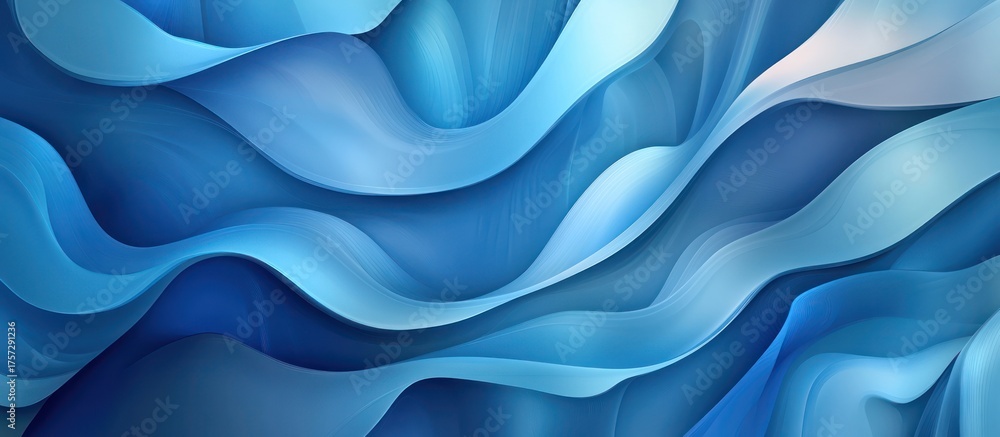 Fototapeta premium Abstract Blue Flowing Waves, Modern Swirls Background