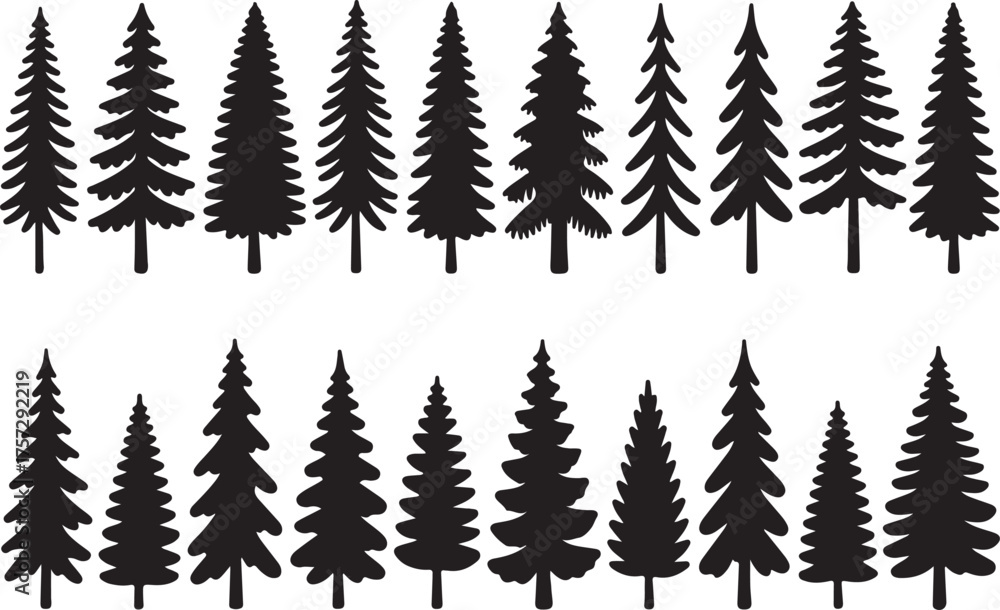 Obraz premium Silhouette trees seamless pattern black vector