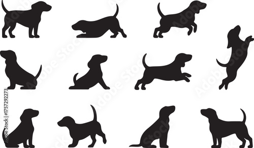 Dog Silhouettes Variety of Poses Collection